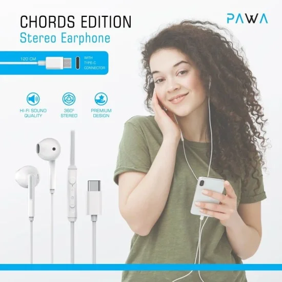 Pawa Chords Edition Stereo Earphone With  Type-C Connector